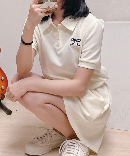 NANAHACHI(ナナハチ)の「ポロカラーTシャツ ショートパンツ セットアップ(セットアップ・レディース・クリーム/グレー/ブラック・FREE)」の21枚目の写真