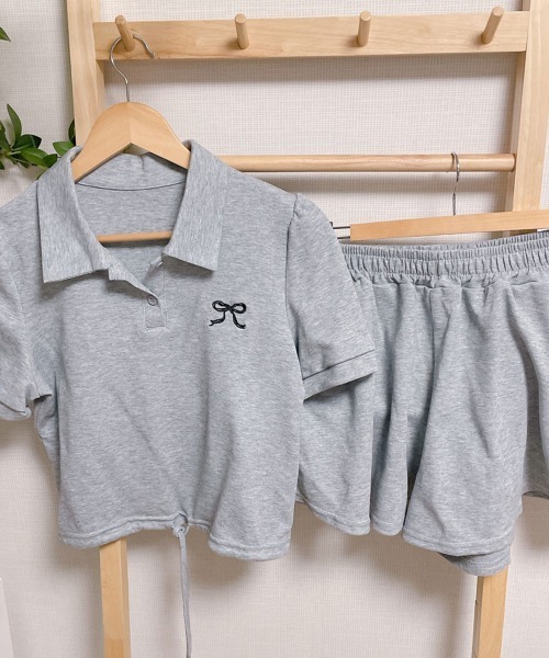 NANAHACHI(ナナハチ)の「ポロカラーTシャツ ショートパンツ セットアップ(セットアップ・レディース・クリーム/グレー/ブラック・FREE)」の11枚目の写真