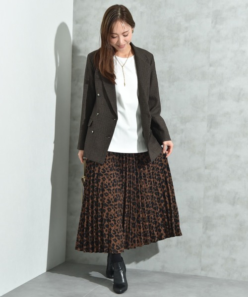 INTERPLANET（インタープラネット）の「サンディングアニマルプリントプリーツスカート（スカート・レディース・ブラウン/オフホワイト・FREE）」の5枚目の写真