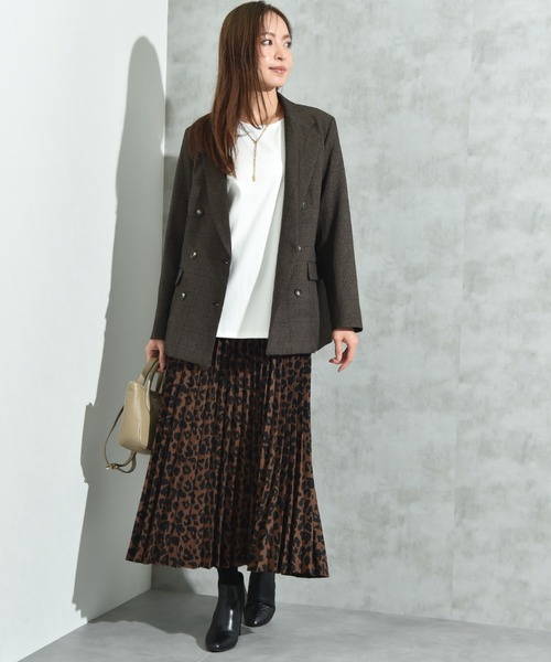 INTERPLANET（インタープラネット）の「サンディングアニマルプリントプリーツスカート（スカート・レディース・ブラウン/オフホワイト・FREE）」の7枚目の写真