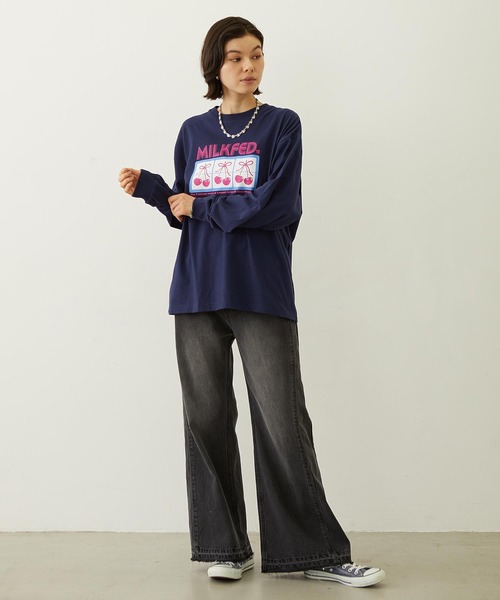 MILKFED.（ミルクフェド）の「CHERRY SLOT L/S TEE（Tシャツ/カットソー・レディース・ホワイト/ネイビー/ライトパープル・M/L）」の22枚目の写真