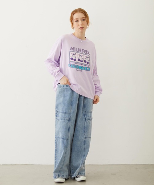 MILKFED.（ミルクフェド）の「CHERRY SLOT L/S TEE（Tシャツ/カットソー・レディース・ホワイト/ネイビー/ライトパープル・M/L）」の7枚目の写真