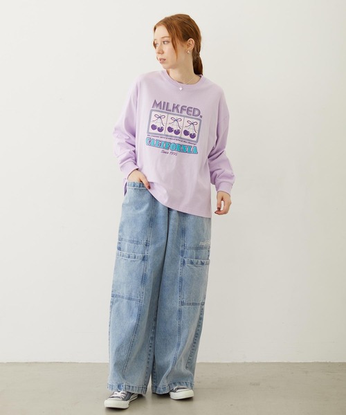 MILKFED.（ミルクフェド）の「CHERRY SLOT L/S TEE（Tシャツ/カットソー・レディース・ホワイト/ネイビー/ライトパープル・M/L）」の8枚目の写真
