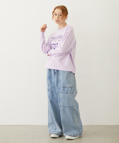 MILKFED.（ミルクフェド）の「CHERRY SLOT L/S TEE（Tシャツ/カットソー・レディース・ホワイト/ネイビー/ライトパープル・M/L）」の10枚目の写真