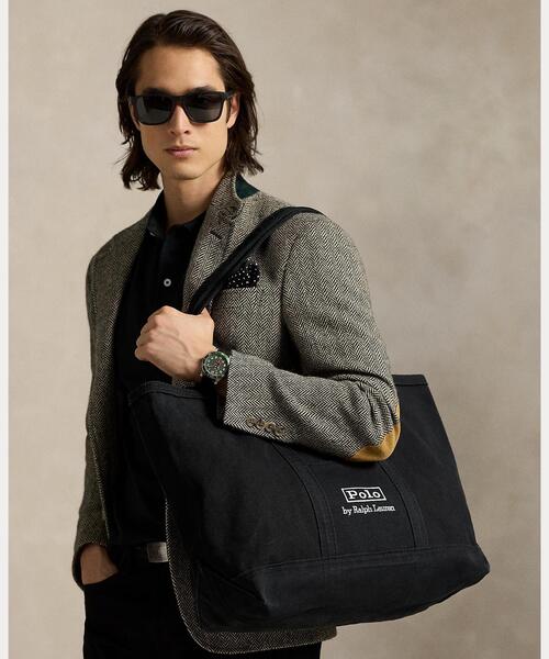 POLO RALPH LAUREN(ポロ ラルフ ローレン)の「ロゴ キャンバス ミディアム トート(トートバッグ・メンズ・ブラック系1・ONE)」の4枚目の写真