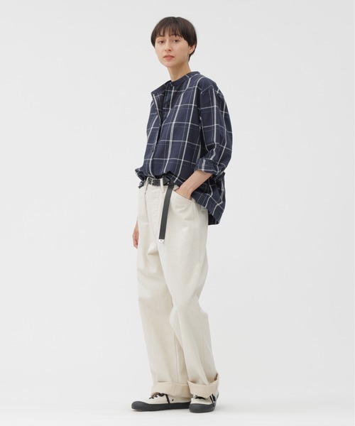 MHL.（エムエイチエル）の「GRAPHIC GRID CHECK COTTON（シャツ/ブラウス・レディース・ネイビー・1/2）」の2枚目の写真