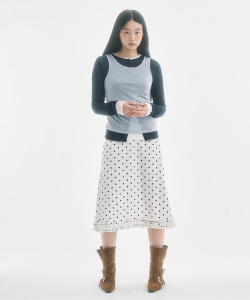 FEKETE（フェケテ）の「sheer cardigan / シアーカーディガン（カーディガン/ボレロ・レディース・ネイビー/ライトイエロー・LARGE/MEDIUM/SMALL）」の3枚目の写真