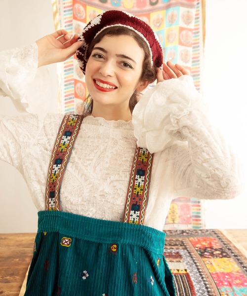 チャイハネ（チャイハネ）の「【チャイハネ】ペイリナインナートップス（Tシャツ/カットソー・レディース・ブラウン/ホワイト/グレー・FREE）」の4枚目の写真