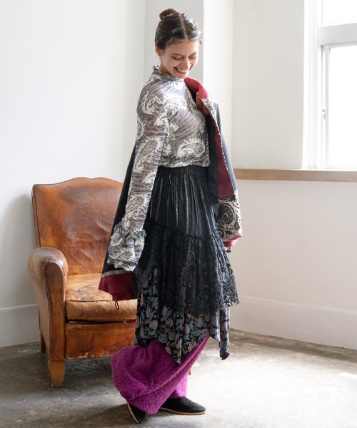 チャイハネ（チャイハネ）の「【チャイハネ】ペイリナインナートップス（Tシャツ/カットソー・レディース・ブラウン/ホワイト/グレー・FREE）」の6枚目の写真