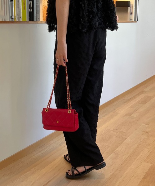 Reurie'（レウリィ）の「リラックスフラワーパンツ(sayaka select) / ロング丈 花柄 エンボス加工 ぽこぽこ レース シンプル カジュアル 韓国 モノトーン ウエストゴム（スラックス・レディース・アイボリー/ブラック/ホワイト・FREE）」の15枚目の写真