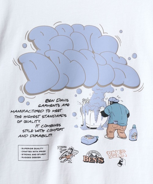 BEN DAVIS(ベンデイビス)の「BEN DAVIS/ベンデイビス BUBBLE LS TEE/オーバーサイズ ストリート バックプリント ロゴ ワンポイント ロングスリーブTシャツ/ロンT/レディース メンズ(Tシャツ/カットソー・メンズ・ホワイト/グリーン/チャコール/ブルー・M/L/XL)」の6枚目の写真