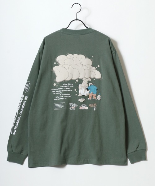 BEN DAVIS(ベンデイビス)の「BEN DAVIS/ベンデイビス BUBBLE LS TEE/オーバーサイズ ストリート バックプリント ロゴ ワンポイント ロングスリーブTシャツ/ロンT/レディース メンズ(Tシャツ/カットソー・メンズ・ホワイト/グリーン/チャコール/ブルー・M/L/XL)」の13枚目の写真