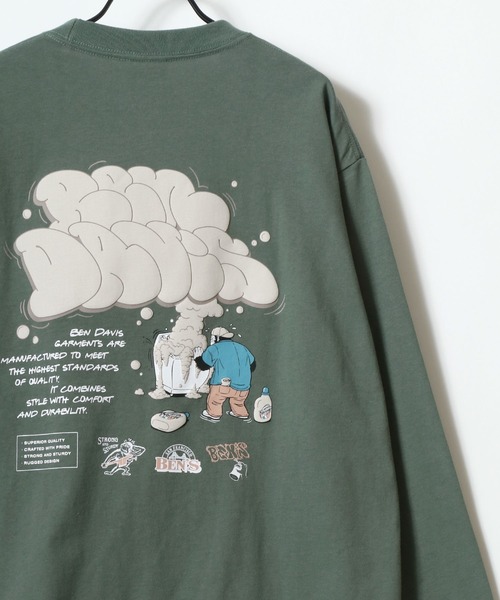 BEN DAVIS(ベンデイビス)の「BEN DAVIS/ベンデイビス BUBBLE LS TEE/オーバーサイズ ストリート バックプリント ロゴ ワンポイント ロングスリーブTシャツ/ロンT/レディース メンズ(Tシャツ/カットソー・メンズ・ホワイト/グリーン/チャコール/ブルー・M/L/XL)」の21枚目の写真