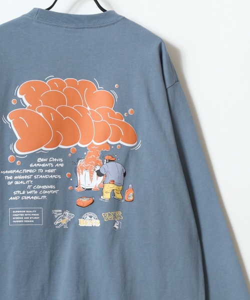 BEN DAVIS(ベンデイビス)の「BEN DAVIS/ベンデイビス BUBBLE LS TEE/オーバーサイズ ストリート バックプリント ロゴ ワンポイント ロングスリーブTシャツ/ロンT/レディース メンズ(Tシャツ/カットソー・メンズ・ホワイト/グリーン/チャコール/ブルー・M/L/XL)」の19枚目の写真
