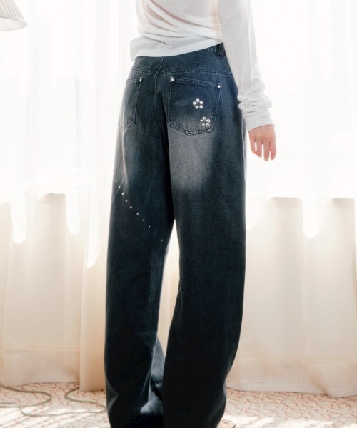 Smyeon スタッズヴィンテージ加工デニム Studs vintage denim pants/スタッズヴィンテージ加工デニム（デニム