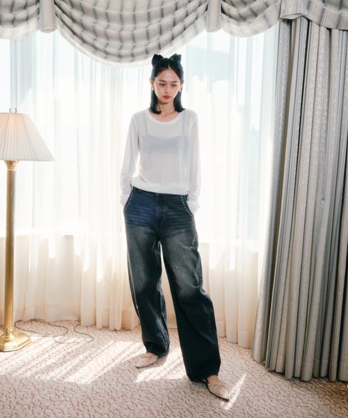 Smyeon スタッズヴィンテージ加工デニム Studs vintage denim pants/スタッズヴィンテージ加工デニム（デニム