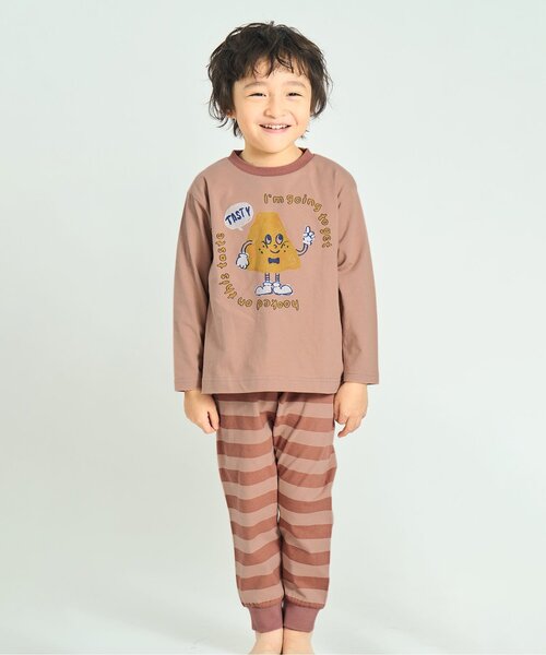 Ampersand（アンパサンド）の「【リンク/ジュニア対応】バラエティ天竺パジャマ（ルームウェア/パジャマ・キッズ・イエロー/ブラウン/ピンク/サックスブルー/クリーム/グレー・80/90/100/110/120/130/140）」の3枚目の写真