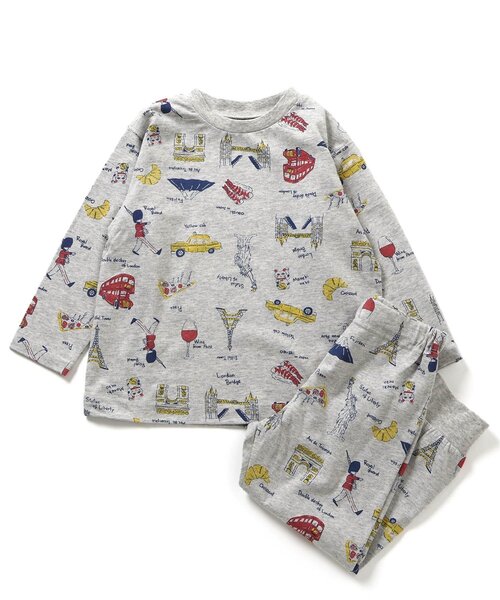 Ampersand（アンパサンド）の「【リンク/ジュニア対応】バラエティ天竺パジャマ（ルームウェア/パジャマ・キッズ・イエロー/ブラウン/ピンク/サックスブルー/クリーム/グレー・80/90/100/110/120/130/140）」の2枚目の写真