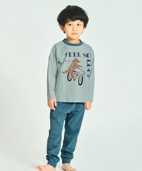 Ampersand（アンパサンド）の「【リンク/ジュニア対応】バラエティ天竺パジャマ（ルームウェア/パジャマ・キッズ・イエロー/ブラウン/ピンク/サックスブルー/クリーム/グレー・80/90/100/110/120/130/140）」の5枚目の写真