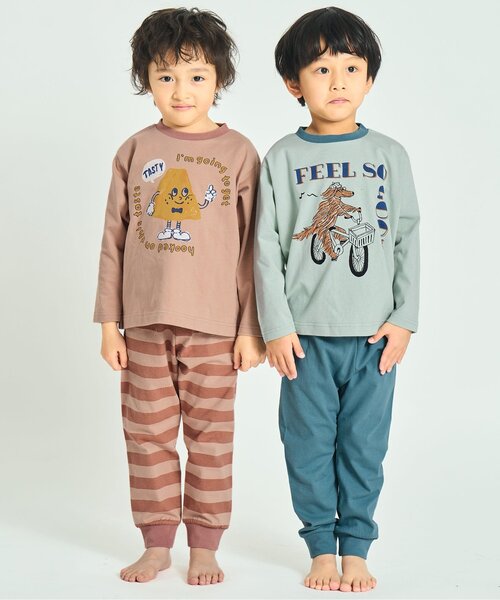 Ampersand（アンパサンド）の「【リンク/ジュニア対応】バラエティ天竺パジャマ（ルームウェア/パジャマ・キッズ・イエロー/ブラウン/ピンク/サックスブルー/クリーム/グレー・80/90/100/110/120/130/140）」の10枚目の写真