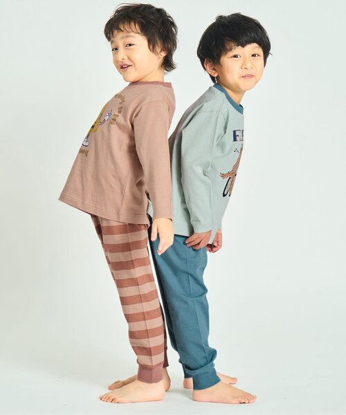 Ampersand（アンパサンド）の「【リンク/ジュニア対応】バラエティ天竺パジャマ（ルームウェア/パジャマ・キッズ・イエロー/ブラウン/ピンク/サックスブルー/クリーム/グレー・80/90/100/110/120/130/140）」の12枚目の写真