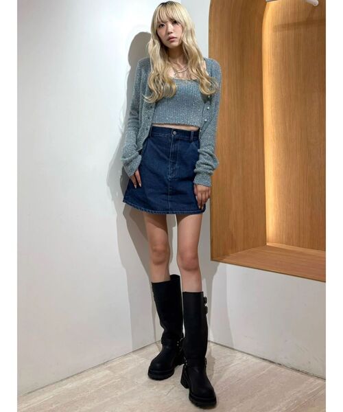 CALNAMUR(カルナムール)の「スカシアミ&リブラメシャギーアンサンブル(カーディガン/ボレロ・レディース・ピンク/ブルー/ブラック・FREE)」の13枚目の写真