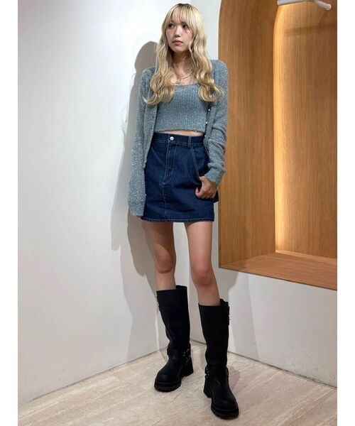 CALNAMUR(カルナムール)の「スカシアミ&リブラメシャギーアンサンブル(カーディガン/ボレロ・レディース・ピンク/ブルー/ブラック・FREE)」の14枚目の写真