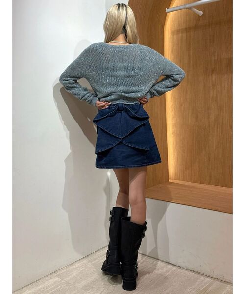 CALNAMUR(カルナムール)の「スカシアミ&リブラメシャギーアンサンブル(カーディガン/ボレロ・レディース・ピンク/ブルー/ブラック・FREE)」の15枚目の写真