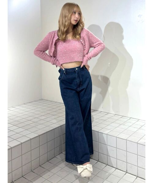 CALNAMUR(カルナムール)の「スカシアミ&リブラメシャギーアンサンブル(カーディガン/ボレロ・レディース・ピンク/ブルー/ブラック・FREE)」の16枚目の写真