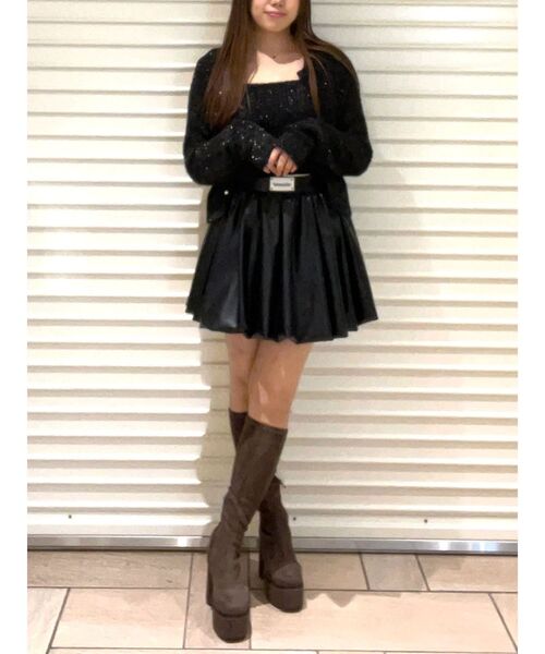 CALNAMUR(カルナムール)の「スカシアミ&リブラメシャギーアンサンブル(カーディガン/ボレロ・レディース・ピンク/ブルー/ブラック・FREE)」の18枚目の写真