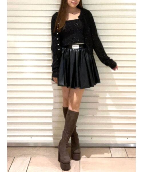 CALNAMUR(カルナムール)の「スカシアミ&リブラメシャギーアンサンブル(カーディガン/ボレロ・レディース・ピンク/ブルー/ブラック・FREE)」の20枚目の写真