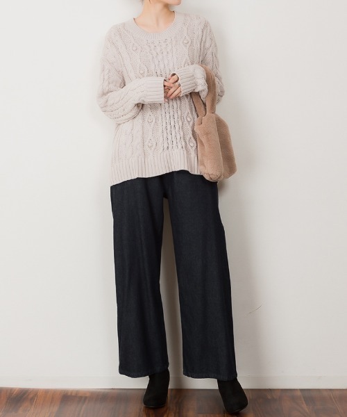 RCD(アールシーディー)の「デニムワイドストレートパンツ(デニムパンツ・レディース・ネイビー/ワンウォッシュ/ブルー・3L/LL/4L/L/M)」の7枚目の写真