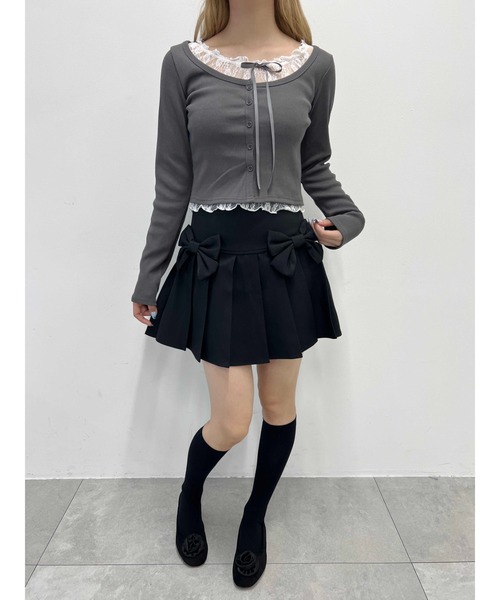 PHILLY（フィリー）の「レースレイヤードトップス（Tシャツ/カットソー・レディース・グレー/ブラック/ブラウン・FREE）」の10枚目の写真