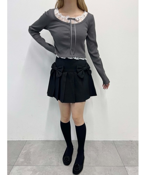 PHILLY（フィリー）の「レースレイヤードトップス（Tシャツ/カットソー・レディース・グレー/ブラック/ブラウン・FREE）」の11枚目の写真