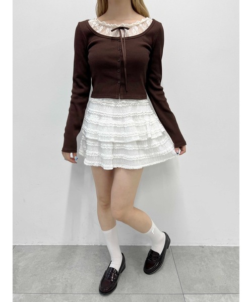 PHILLY（フィリー）の「レースレイヤードトップス（Tシャツ/カットソー・レディース・グレー/ブラック/ブラウン・FREE）」の14枚目の写真