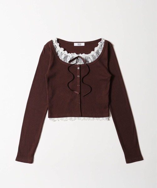 PHILLY（フィリー）の「レースレイヤードトップス（Tシャツ/カットソー・レディース・グレー/ブラック/ブラウン・FREE）」の17枚目の写真