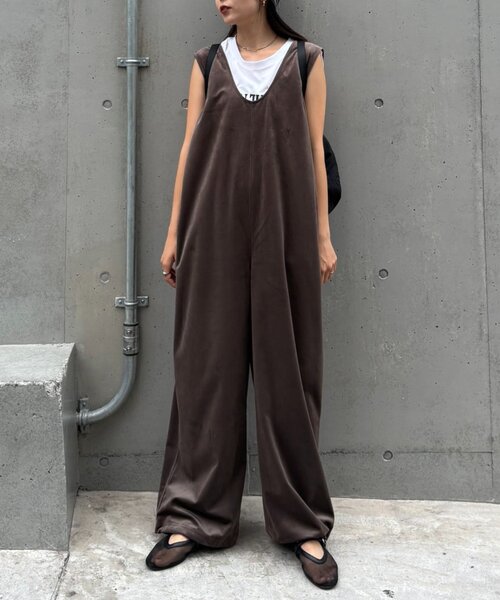 【完売サイズ】CIAOPANIC TYPY ベロア裾ドロストオールインワン セール】ベロア裾ドロストオールインワン（つなぎ/オールインワン