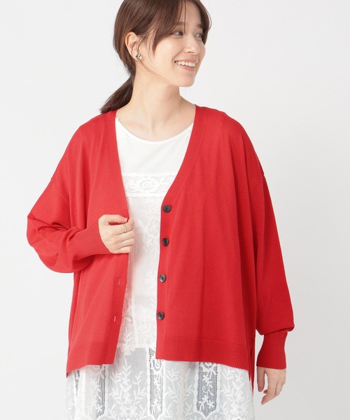 studio CLIP（スタディオクリップ）の「【接触冷感・UVカット・マシンウォッシャブル】12ゲージVネックカーディガン（カーディガン/ボレロ・レディース・ブラック/ブラウン/レッド・FREE）」の3枚目の写真
