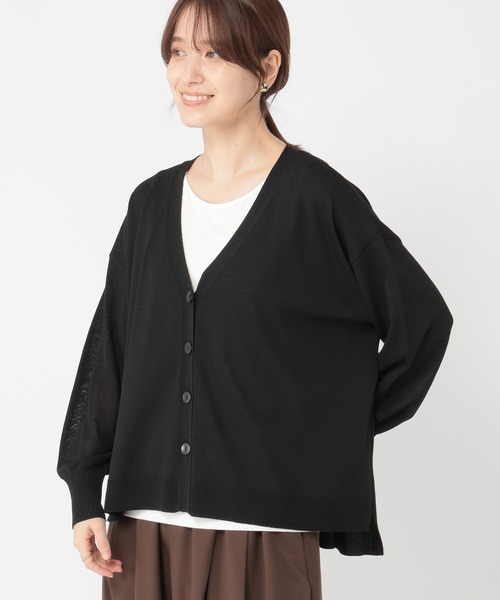 studio CLIP（スタディオクリップ）の「【接触冷感・UVカット・マシンウォッシャブル】12ゲージVネックカーディガン（カーディガン/ボレロ・レディース・ブラック/ブラウン/レッド・FREE）」の4枚目の写真