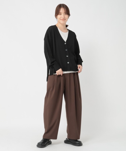 studio CLIP（スタディオクリップ）の「【接触冷感・UVカット・マシンウォッシャブル】12ゲージVネックカーディガン（カーディガン/ボレロ・レディース・ブラック/ブラウン/レッド・FREE）」の7枚目の写真
