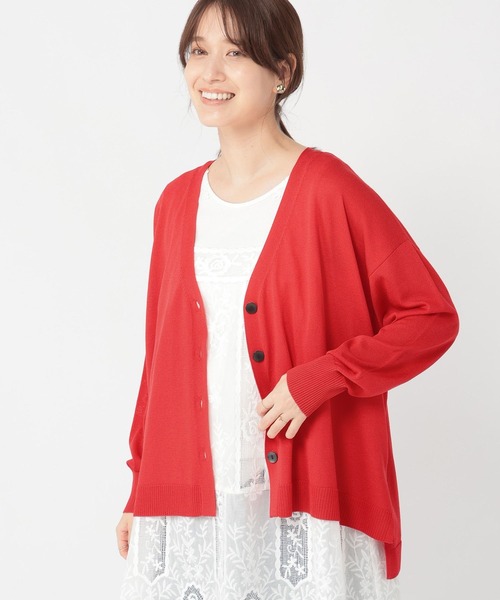 studio CLIP（スタディオクリップ）の「【接触冷感・UVカット・マシンウォッシャブル】12ゲージVネックカーディガン（カーディガン/ボレロ・レディース・ブラック/ブラウン/レッド・FREE）」の10枚目の写真
