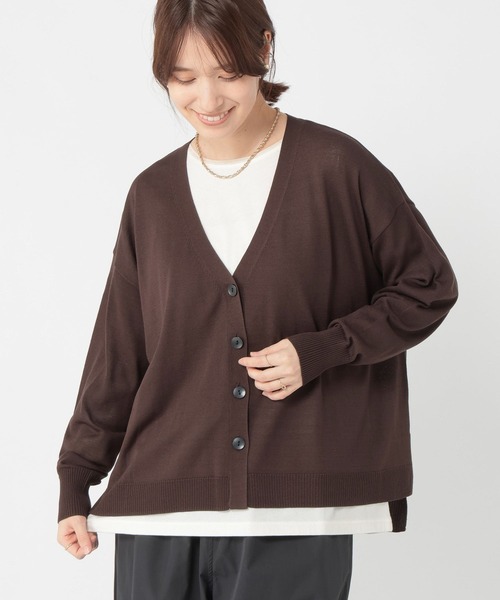 studio CLIP（スタディオクリップ）の「【接触冷感・UVカット・マシンウォッシャブル】12ゲージVネックカーディガン（カーディガン/ボレロ・レディース・ブラック/ブラウン/レッド・FREE）」の15枚目の写真