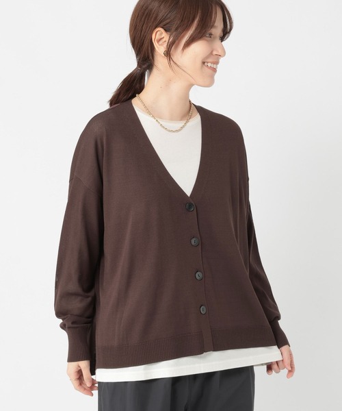 studio CLIP（スタディオクリップ）の「【接触冷感・UVカット・マシンウォッシャブル】12ゲージVネックカーディガン（カーディガン/ボレロ・レディース・ブラック/ブラウン/レッド・FREE）」の16枚目の写真