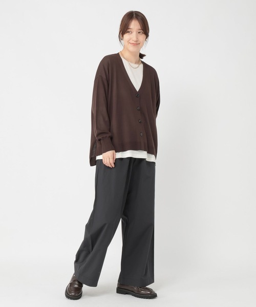 studio CLIP（スタディオクリップ）の「【接触冷感・UVカット・マシンウォッシャブル】12ゲージVネックカーディガン（カーディガン/ボレロ・レディース・ブラック/ブラウン/レッド・FREE）」の19枚目の写真
