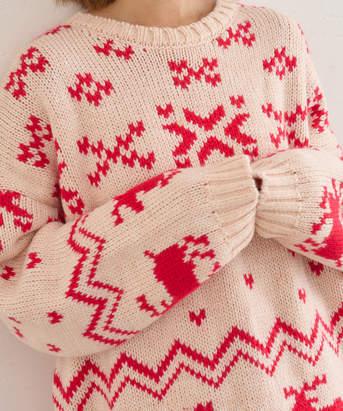 U by SPICK&SPAN（ユーバイスピックアンドスパン）の「ノルディックニットプルオーバー（ニット/セーター・レディース・ホワイト/ネイビー/レッド・FREE）」の21枚目の写真