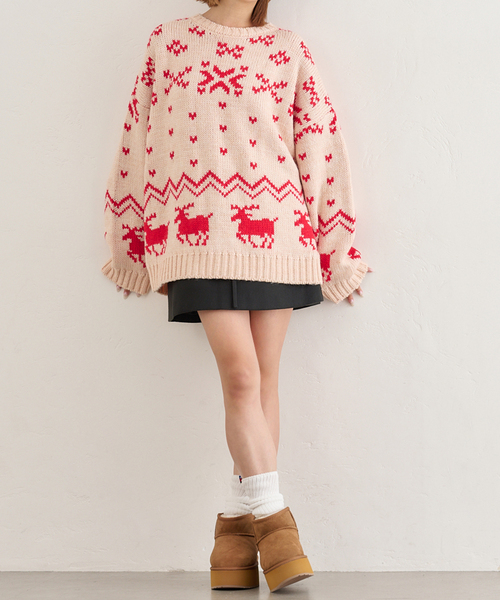 U by SPICK&SPAN（ユーバイスピックアンドスパン）の「ノルディックニットプルオーバー（ニット/セーター・レディース・ホワイト/ネイビー/レッド・FREE）」の19枚目の写真