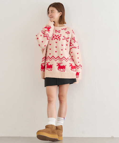 U by SPICK&SPAN（ユーバイスピックアンドスパン）の「ノルディックニットプルオーバー（ニット/セーター・レディース・ホワイト/ネイビー/レッド・FREE）」の18枚目の写真