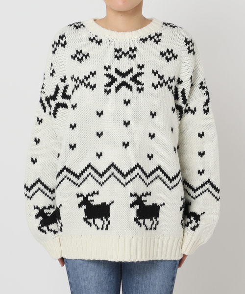 U by SPICK&SPAN（ユーバイスピックアンドスパン）の「ノルディックニットプルオーバー（ニット/セーター・レディース・ホワイト/ネイビー/レッド・FREE）」の14枚目の写真