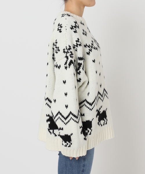 U by SPICK&SPAN（ユーバイスピックアンドスパン）の「ノルディックニットプルオーバー（ニット/セーター・レディース・ホワイト/ネイビー/レッド・FREE）」の11枚目の写真