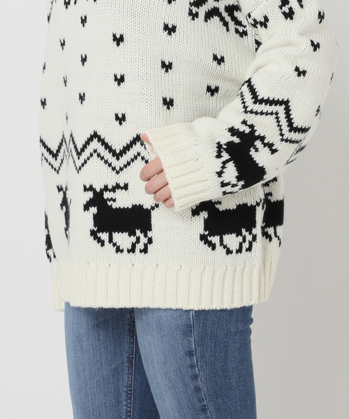 U by SPICK&SPAN（ユーバイスピックアンドスパン）の「ノルディックニットプルオーバー（ニット/セーター・レディース・ホワイト/ネイビー/レッド・FREE）」の9枚目の写真